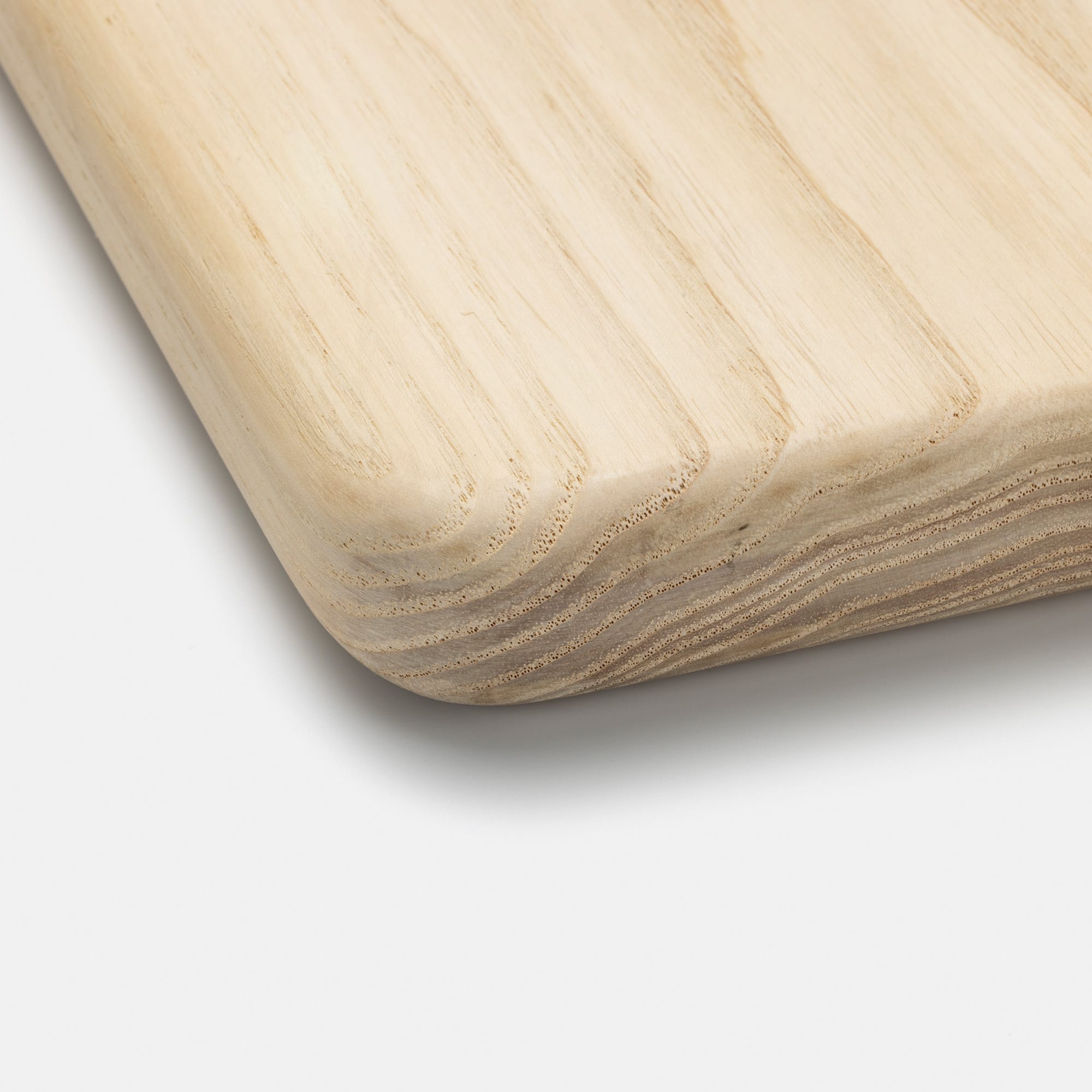 フリーカット無垢材 角天板 ナラ（節・白太有） PS-TT009-A06-G165 オプション見本：角丸加工「20mmR」と面取加工 上下2辺「10mmR」の組み合わせ