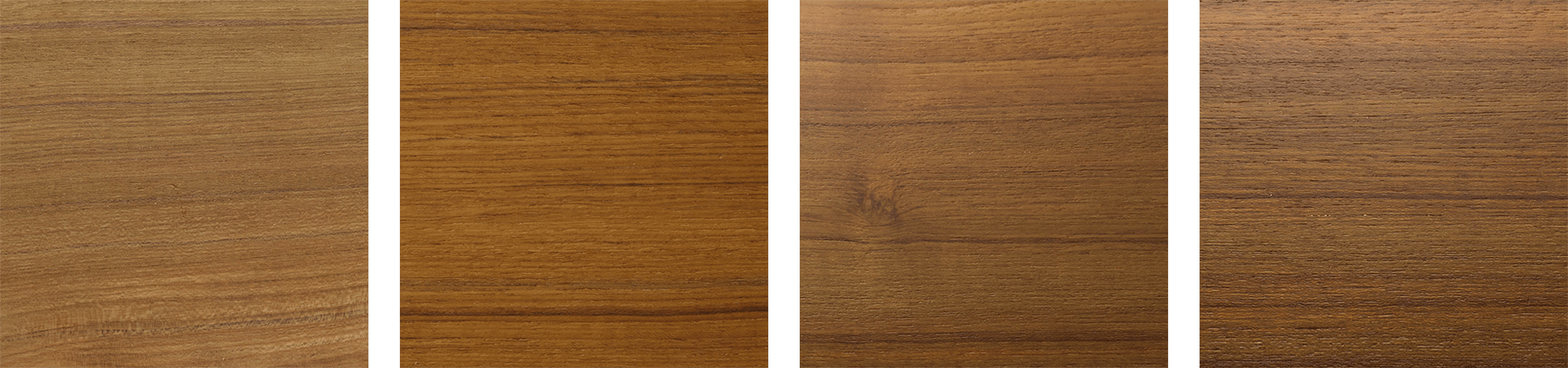 左から、無塗装 / 自然塗料 / ウレタン / セラウッド
