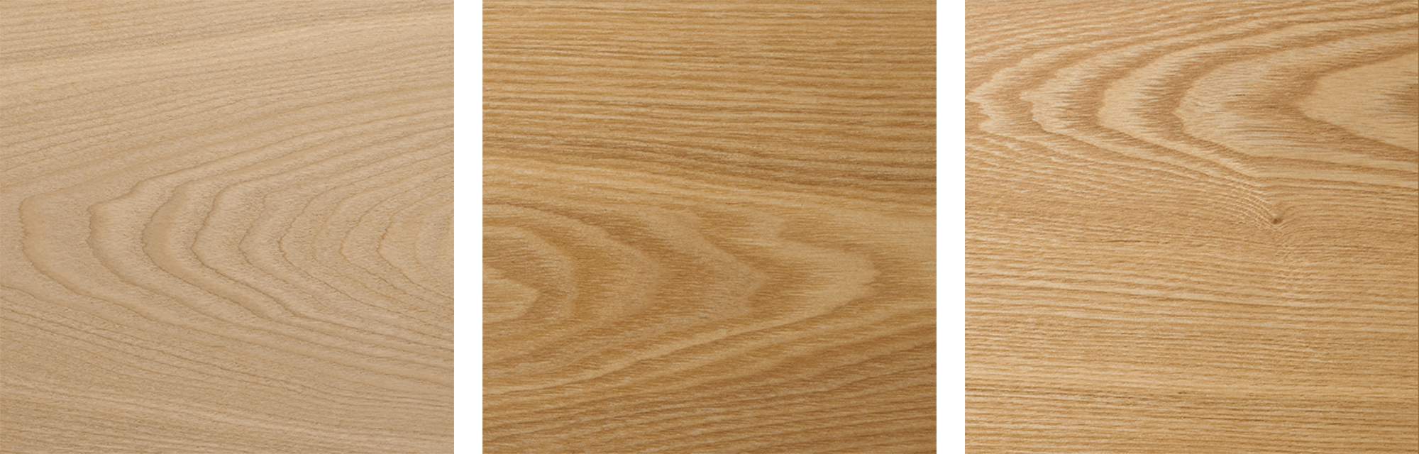 左から、無塗装 / 自然塗料 / ウレタン