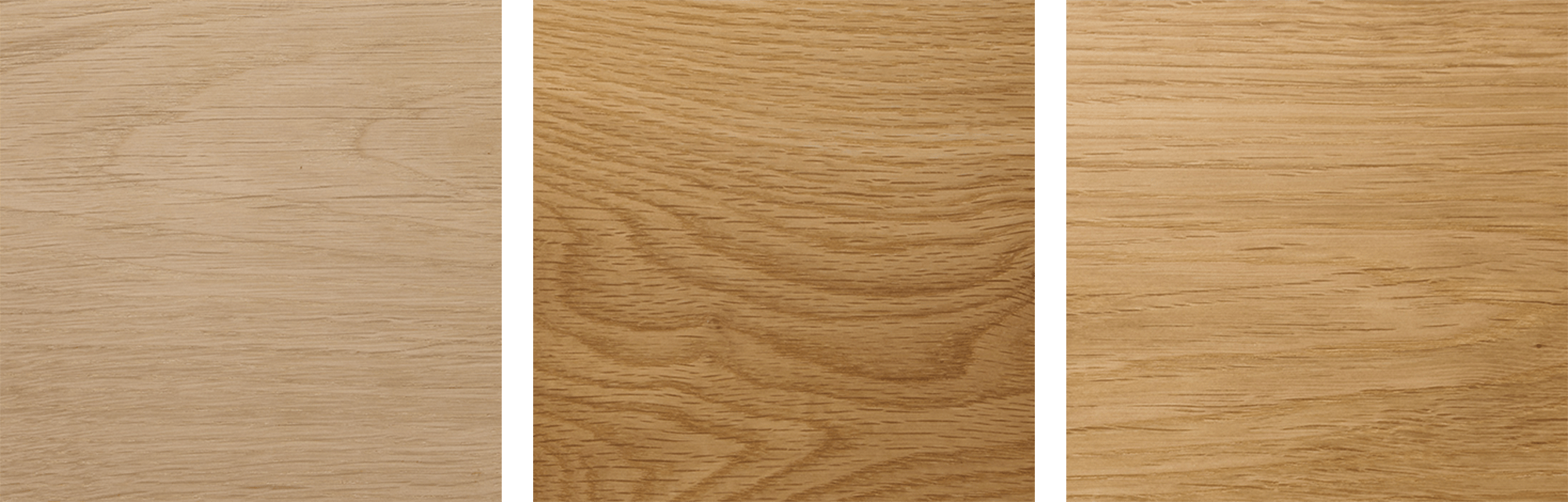 左から、無塗装 / 自然塗料 / ウレタン