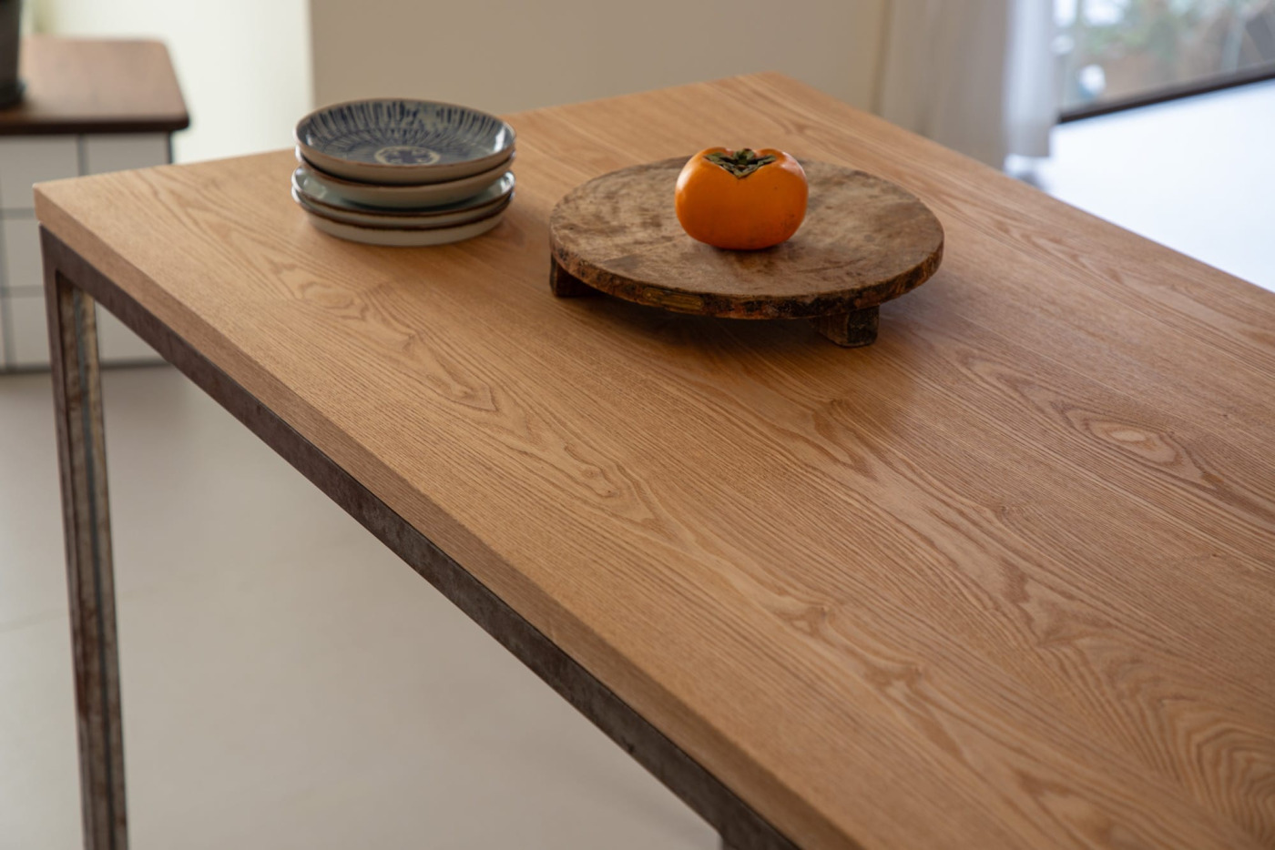 フリーカット無垢材 角天板 ホワイトオーク PS-TT009-A04-G165 角天板 ホワイトオーク／面取り3mmR・T25・自然塗料塗装