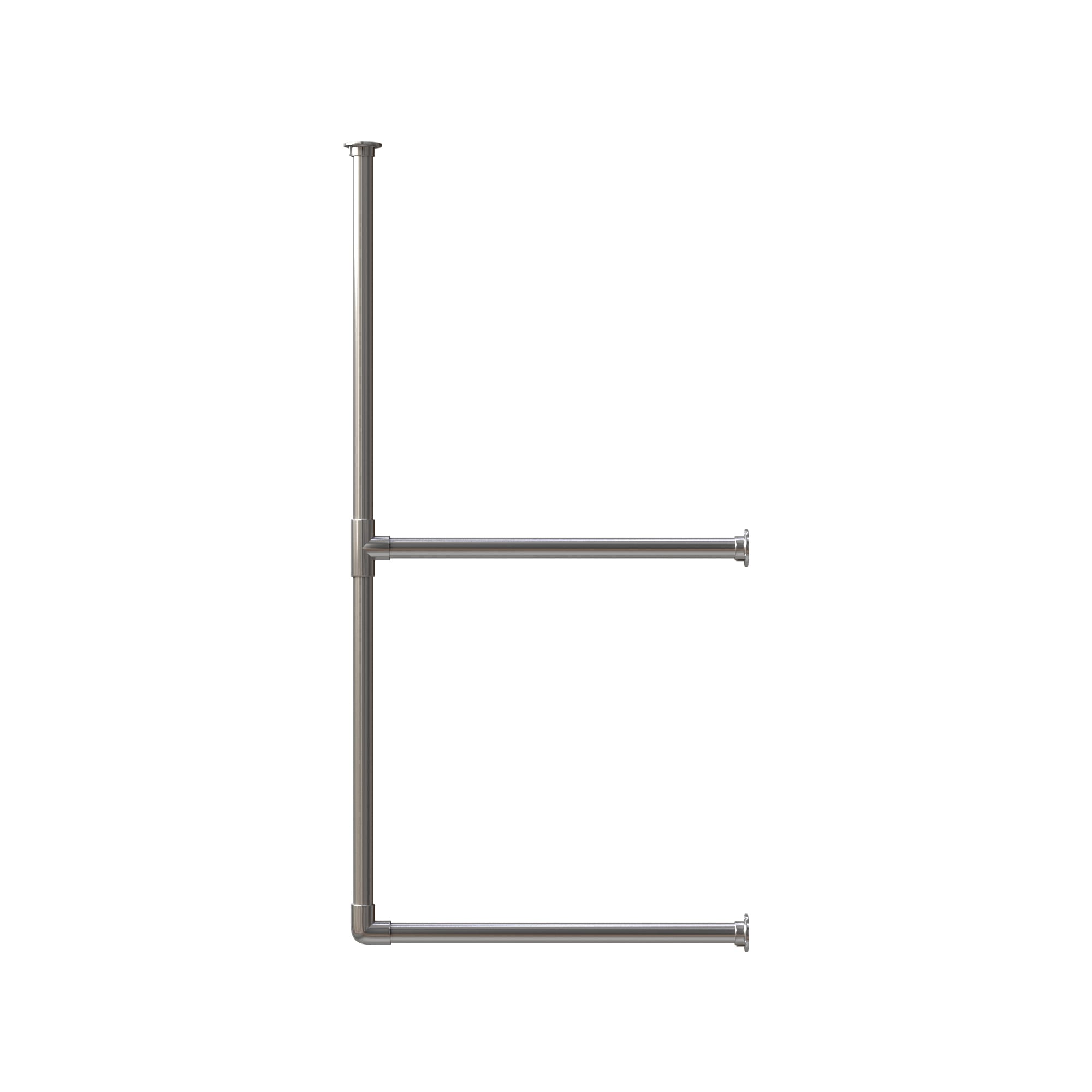 メタルハンガーライン L型-縦タイプ PS-HB013-03-G239 オプションで水平パイプを追加したイメージ。追加した水平パイプの設置高さは調整可能です