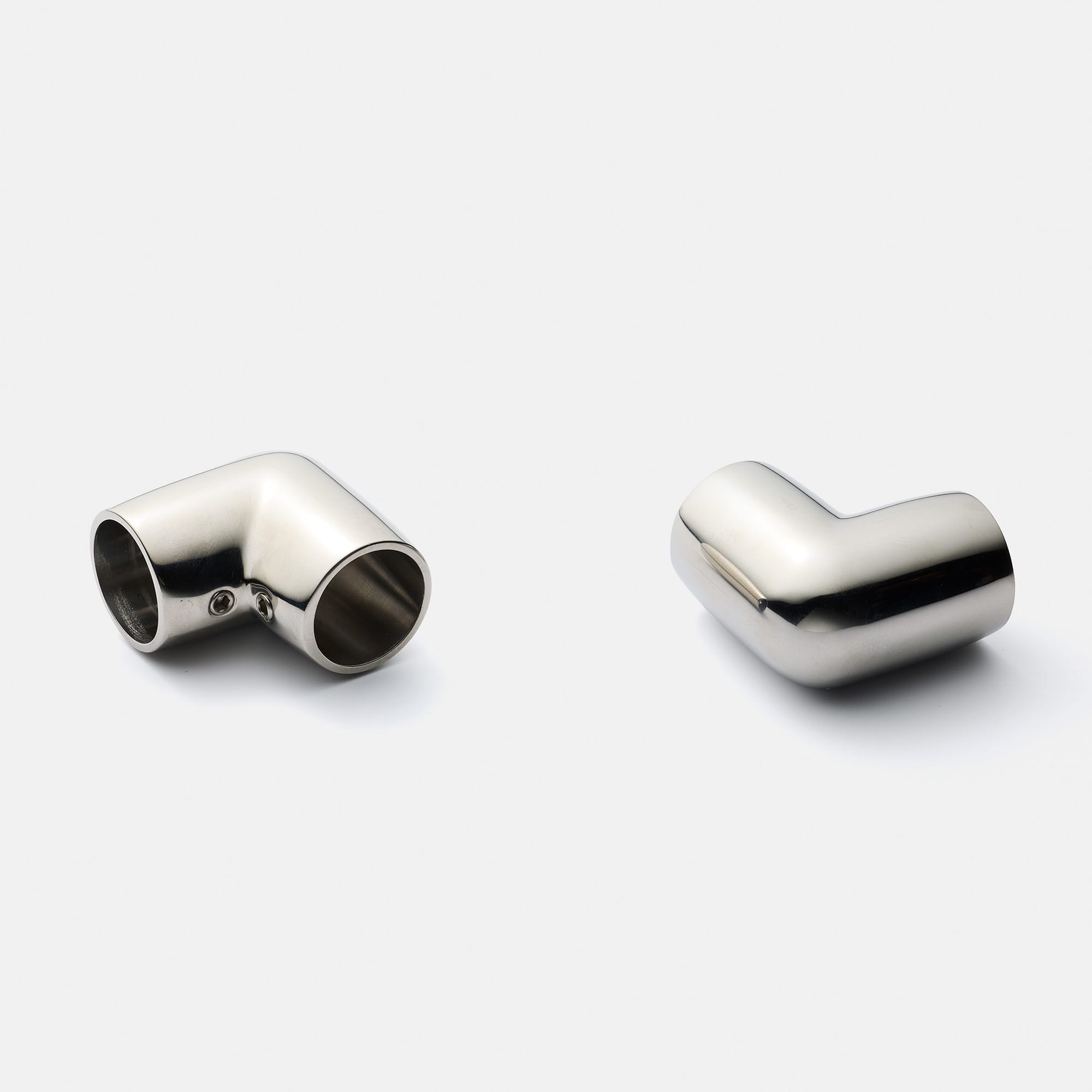 メタルハンガーライン E型コーナー-壁付けタイプ PS-HB013-08-G239 エルボ。ビス穴が内側にあり目立たない仕様です