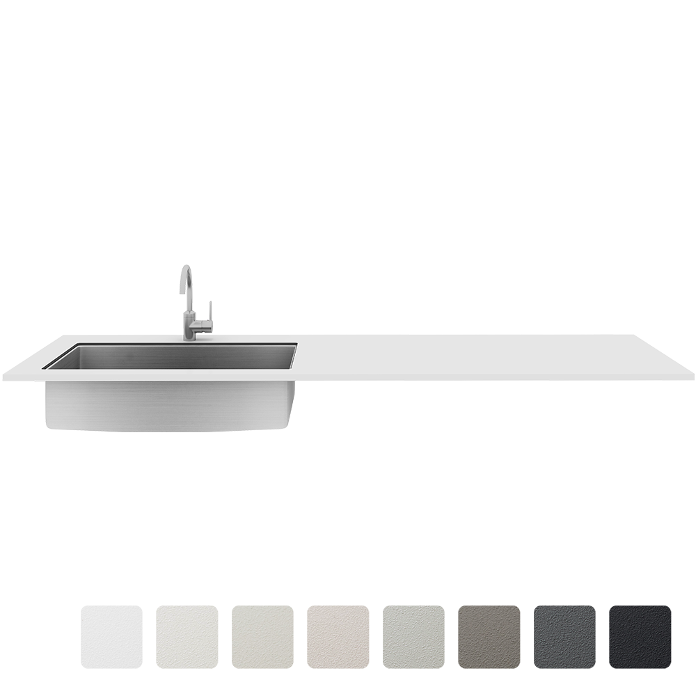 マットカラーのキッチン天板 スクエアシンク 見付20