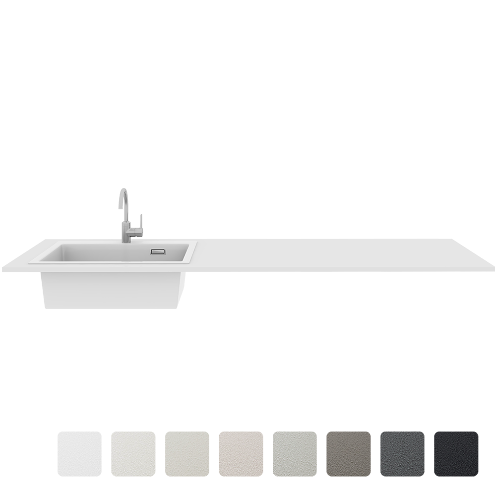 マットカラーのキッチン天板 クォーツシンク 見付20