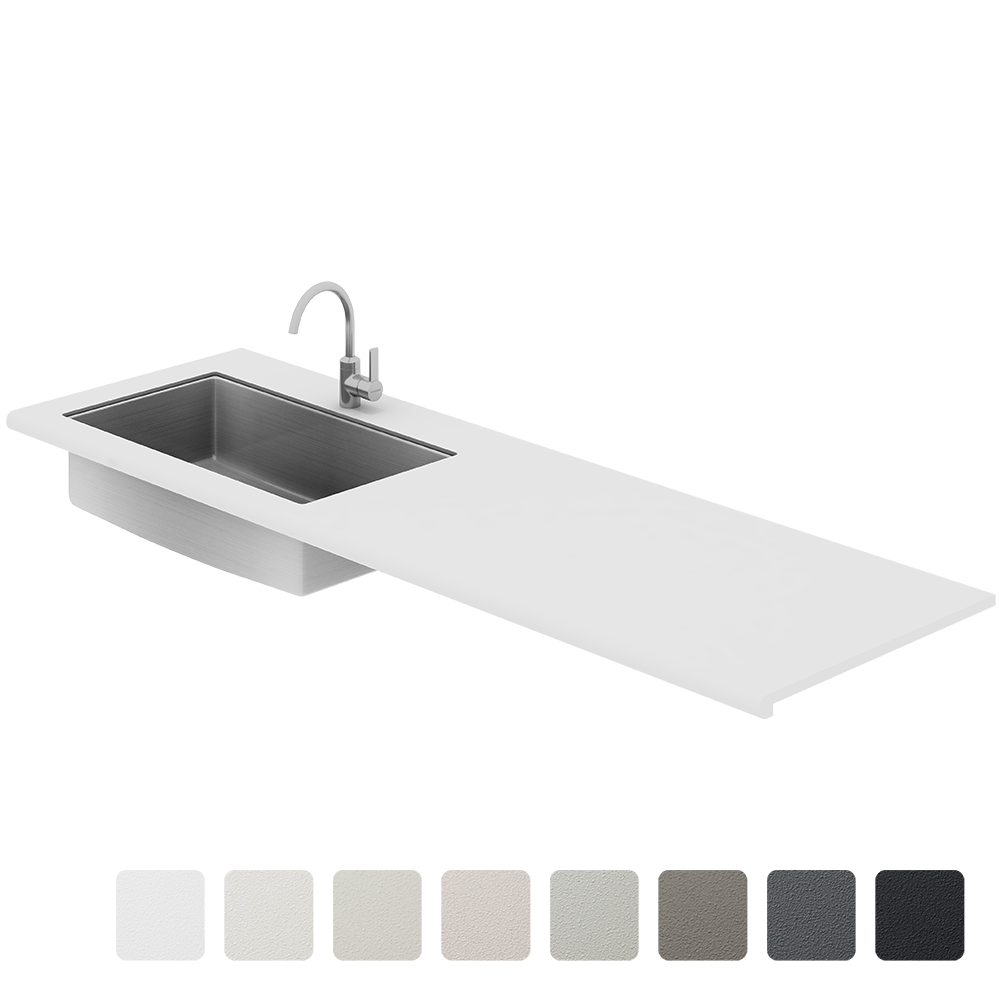 マットカラーのキッチン天板 スクエアシンク 見付40