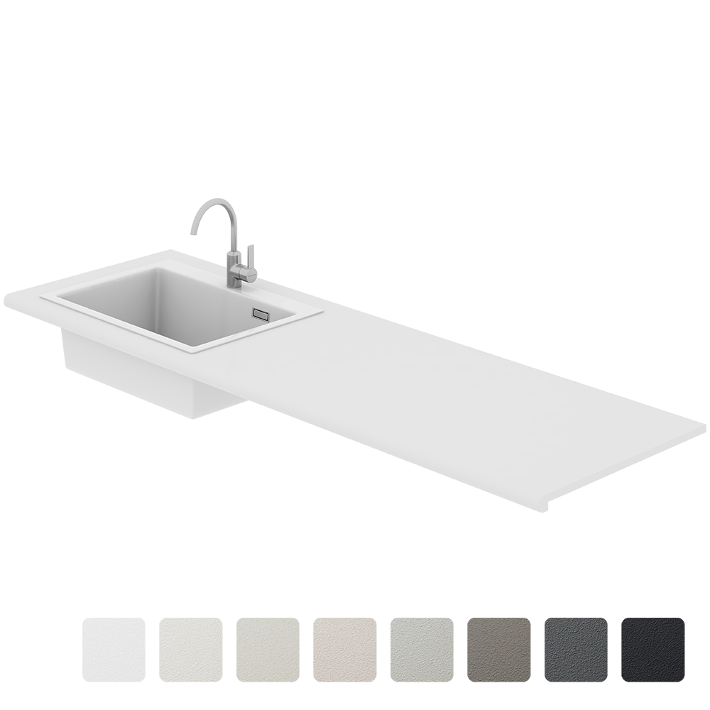 マットカラーのキッチン天板 クォーツシンク 見付40