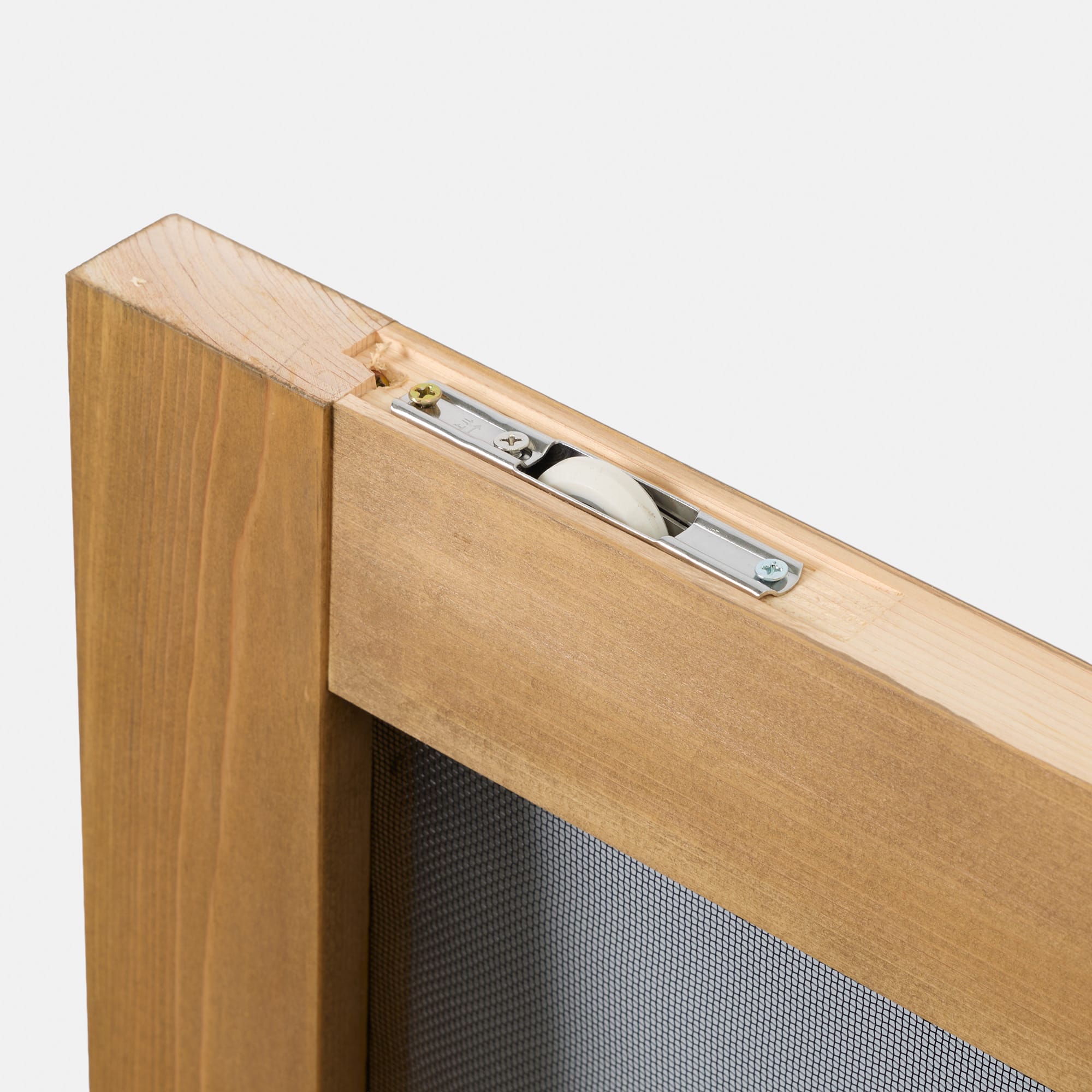 木製インナーサッシ 三方枠 掃き出し窓用 ガラス戸 DW-DR018-01-G325 底面には戸車が埋め込まれています