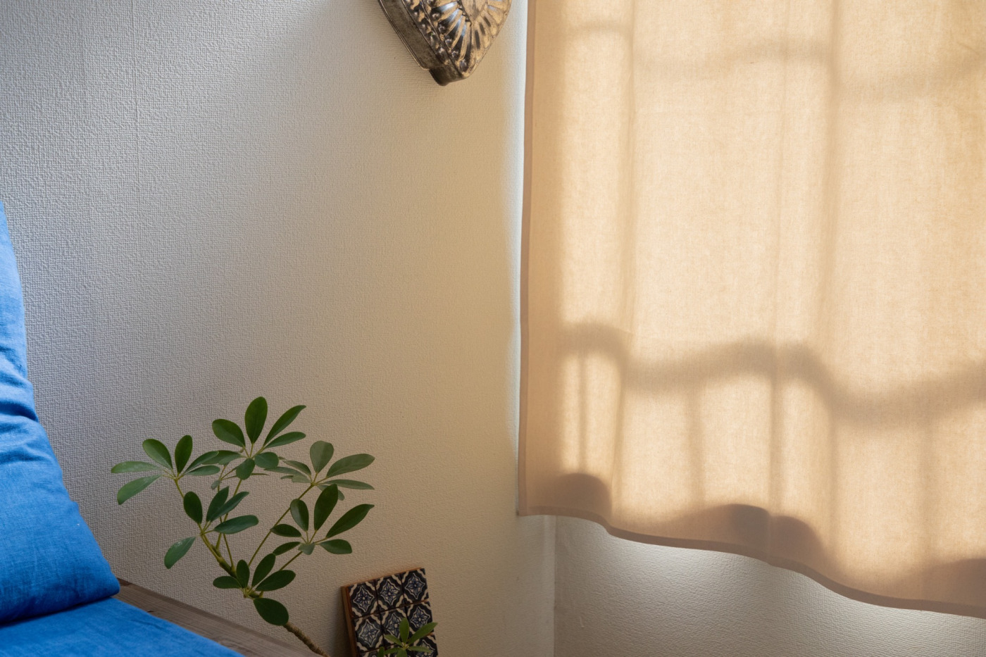 帆布カーテン フラット スタイル アイボリー DW-CB008-01-G114 アイボリーは、ほんのり光を通すので朝がきたことを優しく知らせてくれます