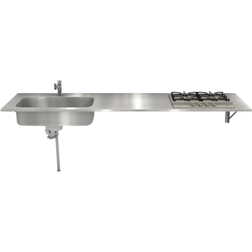 オーダーキッチン天板 コンロ＆角丸シンク