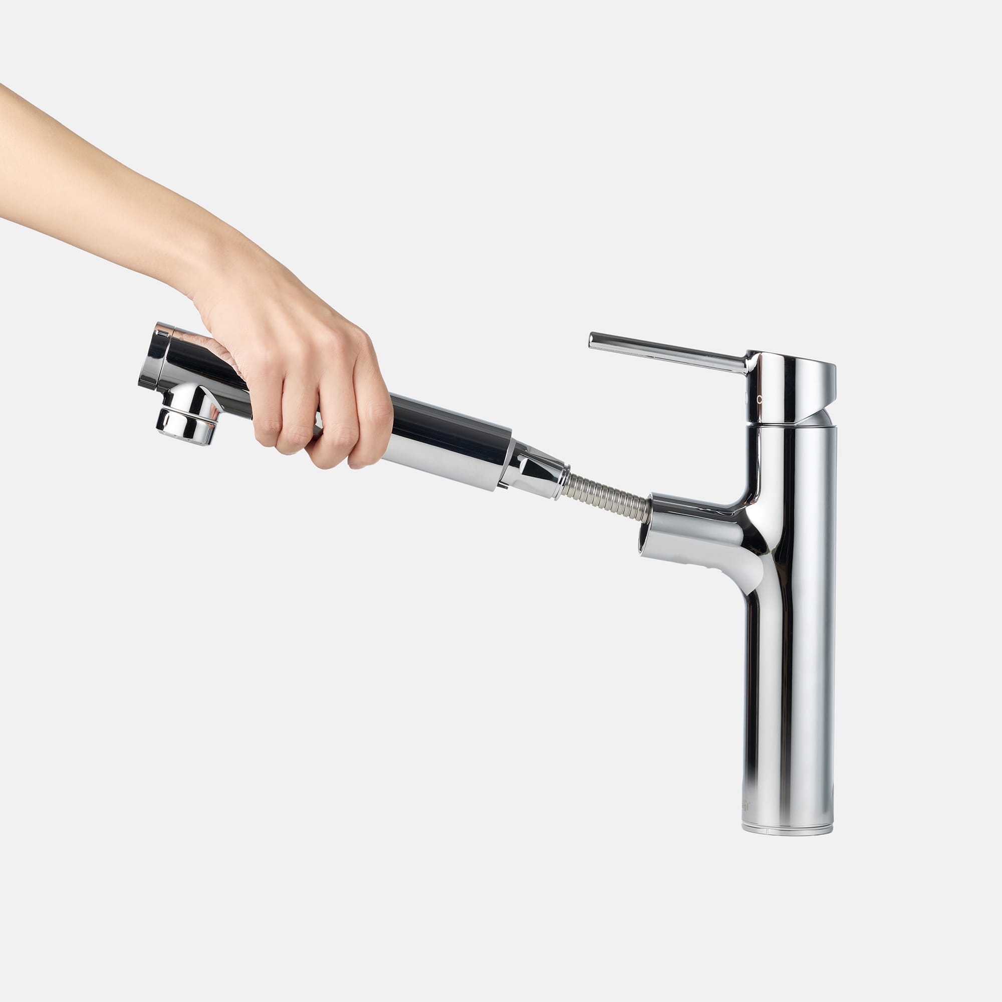 浄水器付き切替混合栓 ストレート（スパウト内蔵） クローム KB-PT002-22W-G201 ホース引き出し式です