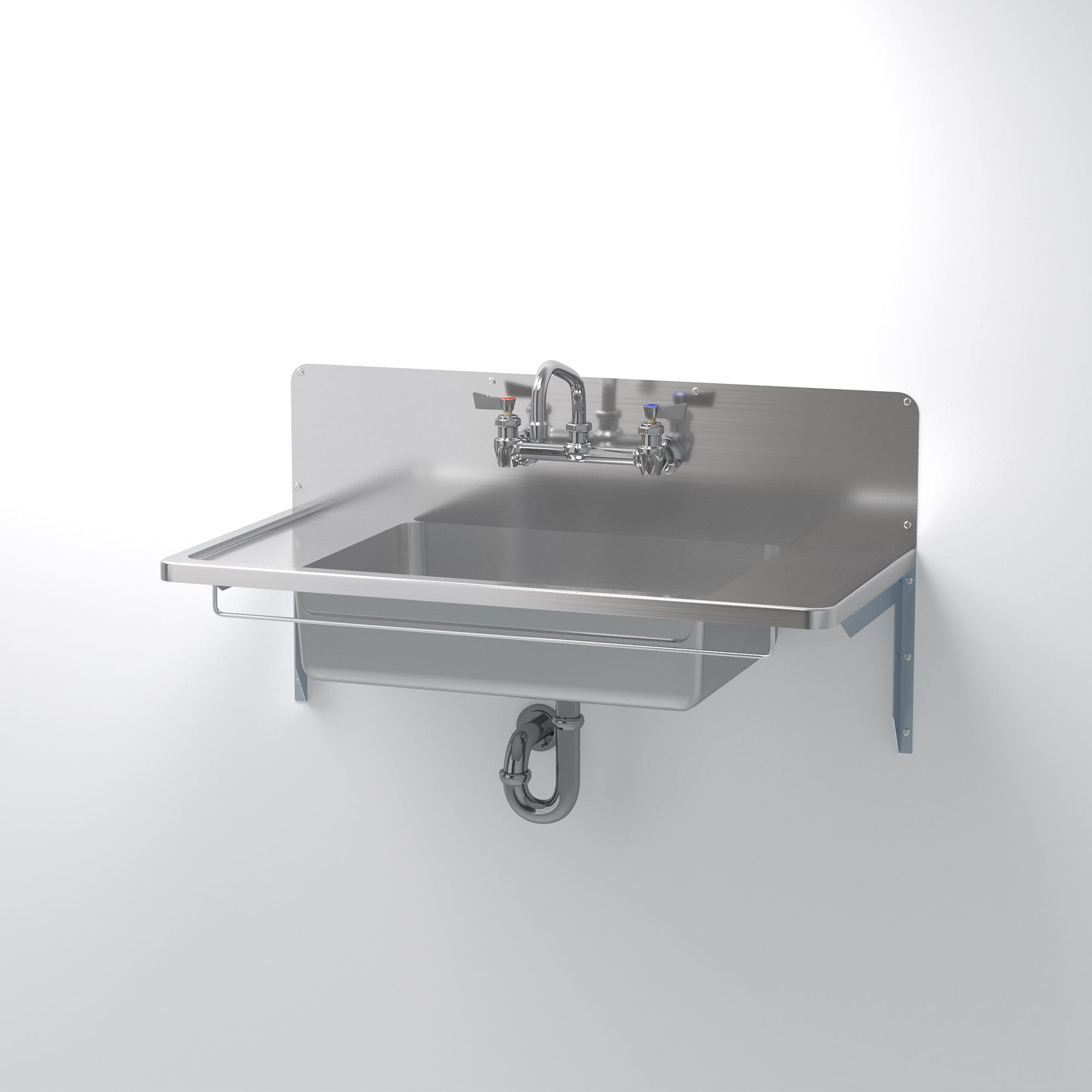 スクールシンク 壁付け水栓用 両デッキタイプ KB-PR015-05a-G239 壁付け水栓用　両デッキW900D426+ ワーカーズ水栓