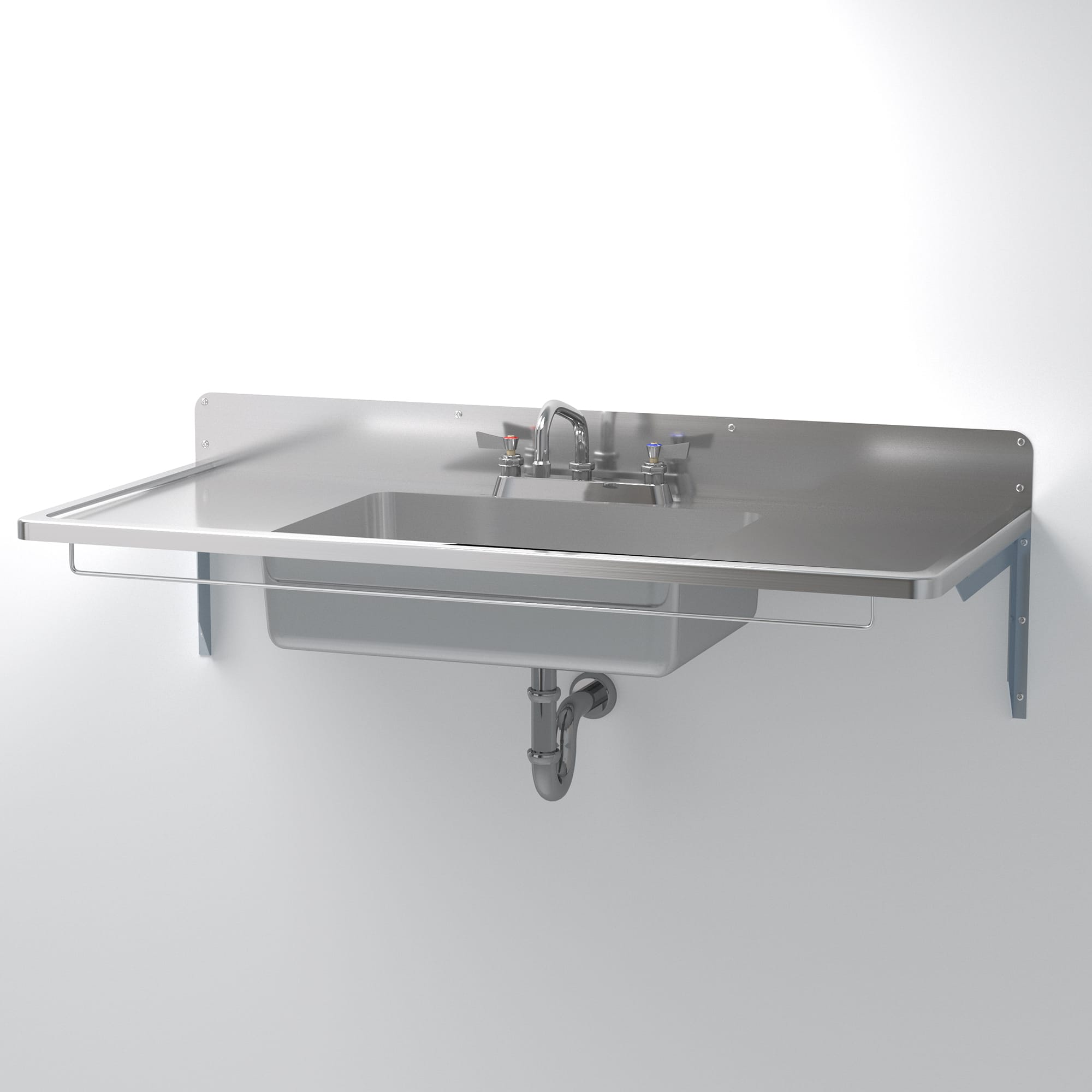 スクールシンク 台付け水栓用 両デッキタイプ KB-PR015-06a-G239 台付け水栓用　両デッキW1200D500 + ワーカーズ水栓（旧仕様）