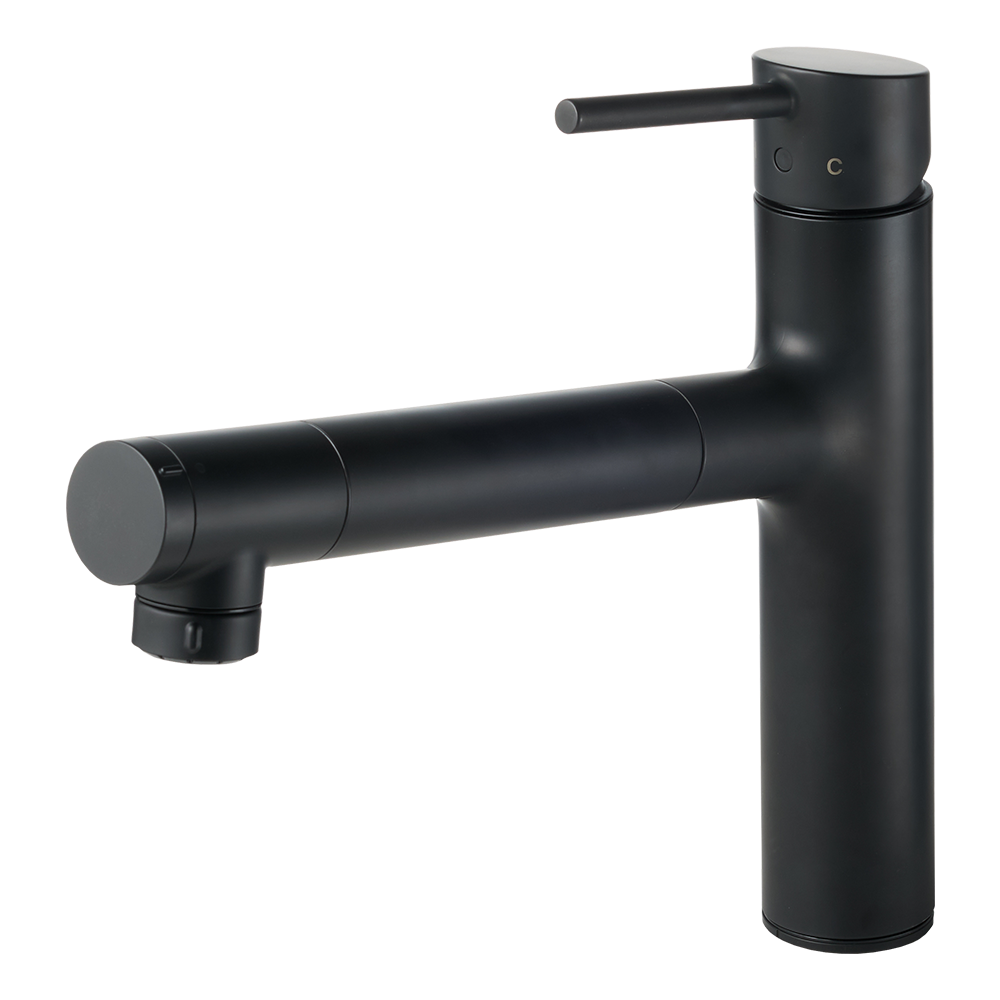 浄水器付き切替混合栓 ストレート（スパウト内蔵） ブラック