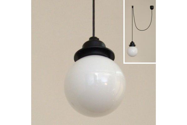 ガラスボール照明 乳白×ブラック LT-PD002-02-G141