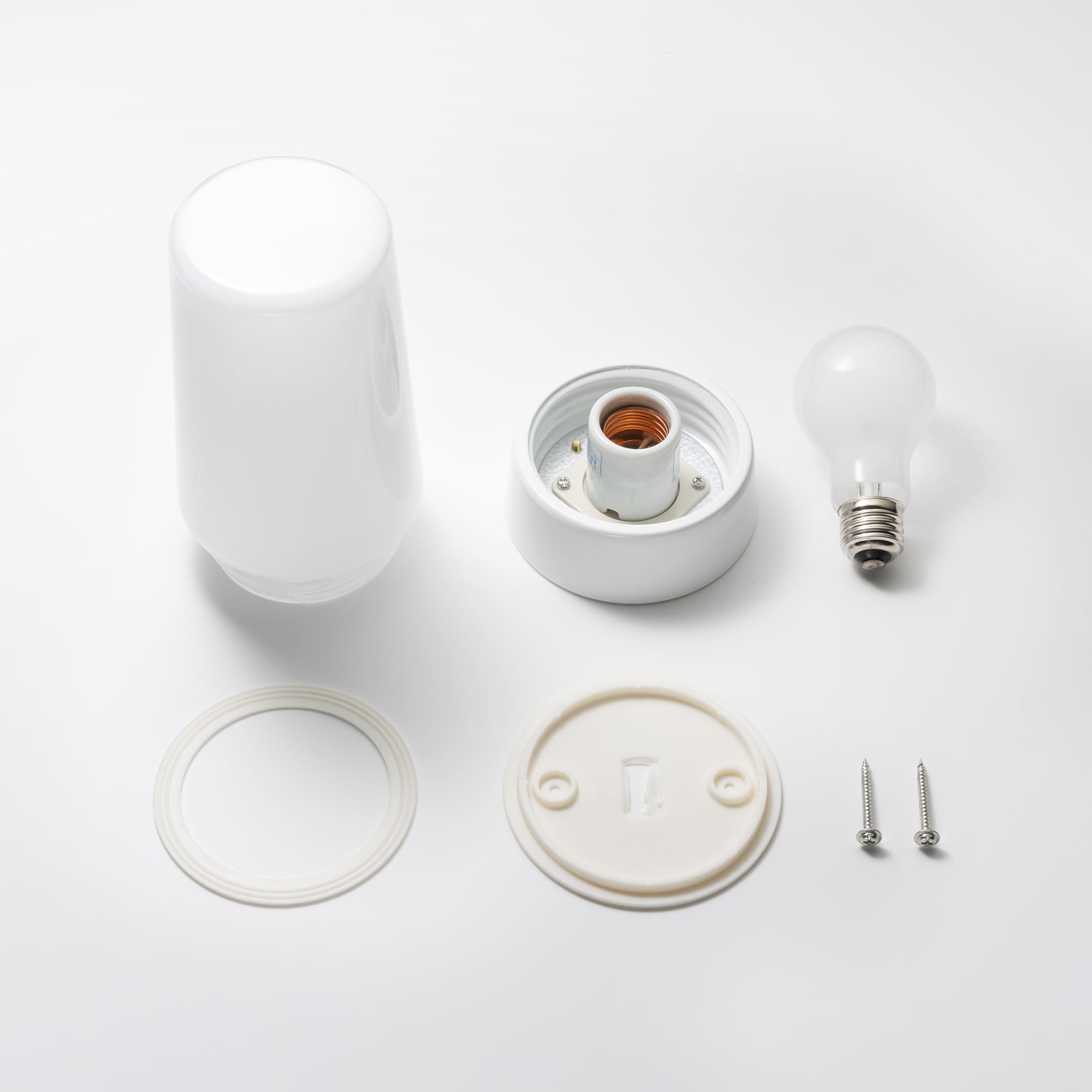 ミルクガラス照明 ホワイト 円筒（角） LT-BR005-04ZC-G141 電球、ゴムパッキン、取付ネジが付属します