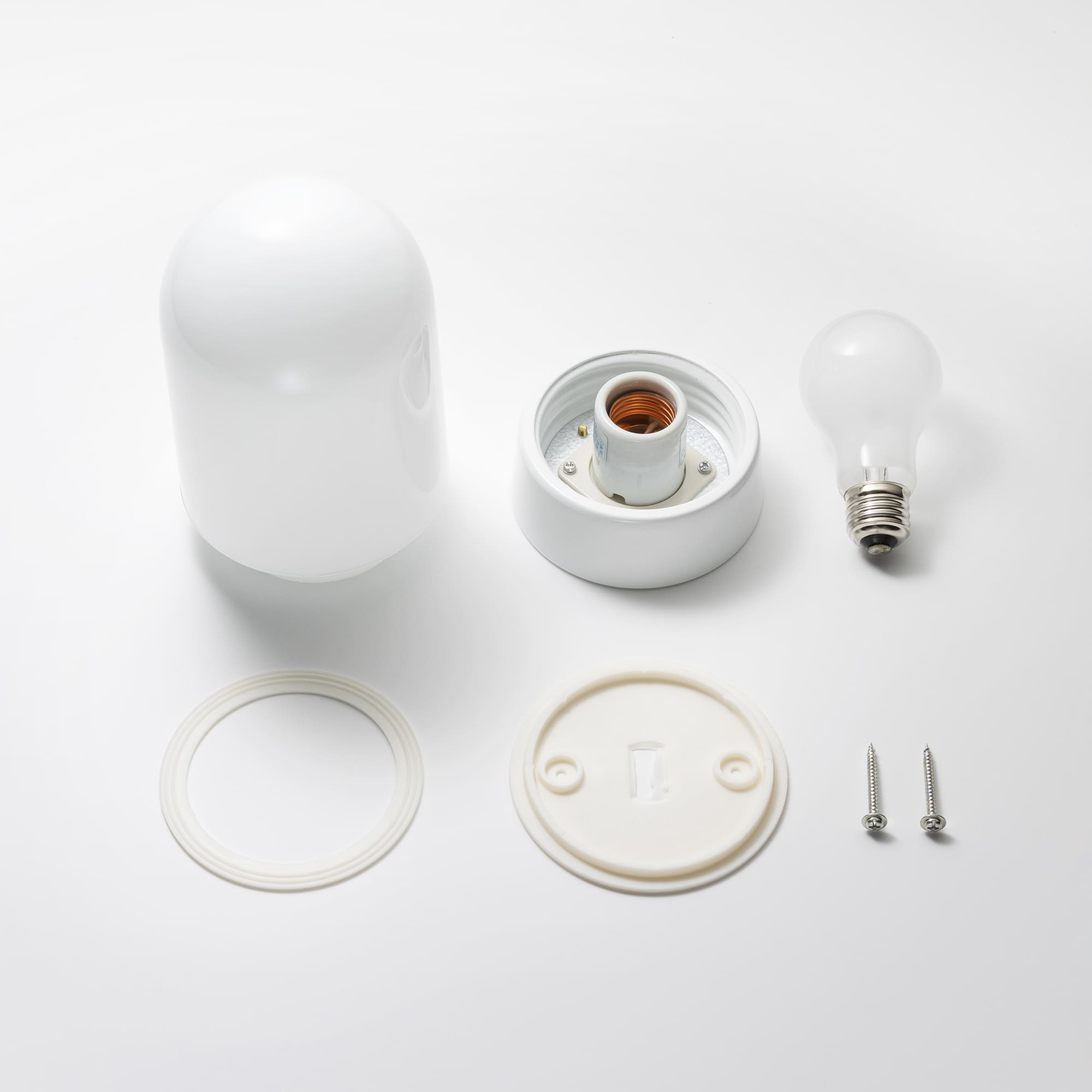 ミルクガラス照明 ホワイト 円筒（丸） LT-BR005-05-G141 電球、ゴムパッキン、取付ネジが付属します