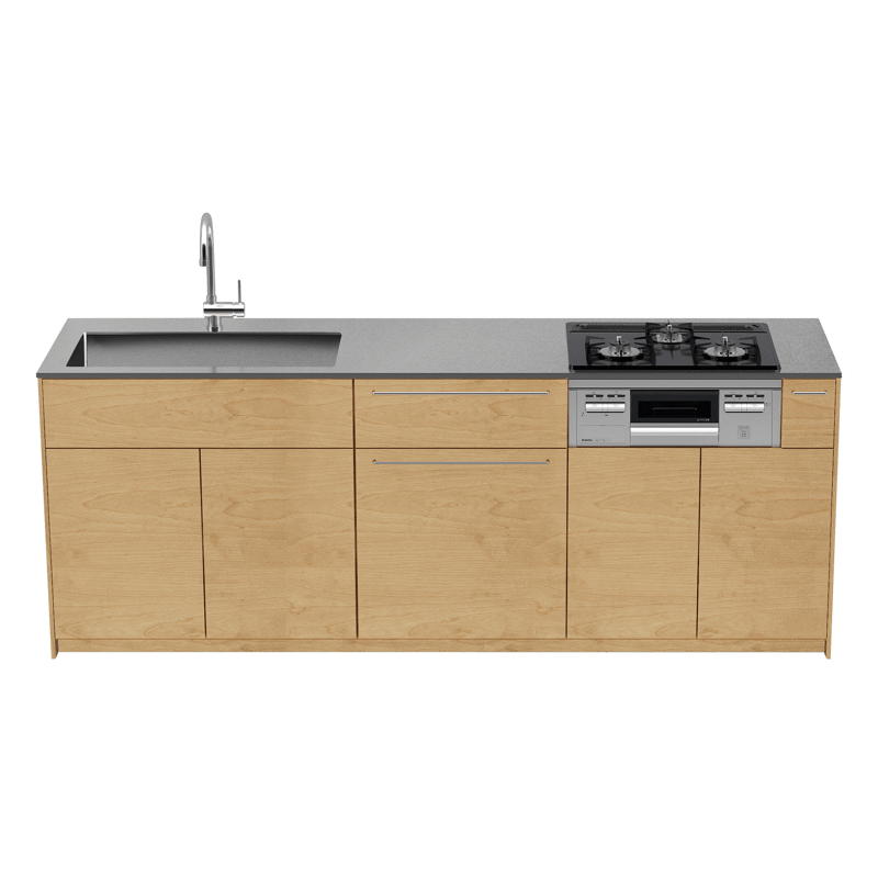 木製システムキッチン バーチ 壁付け型 W2250～2700
