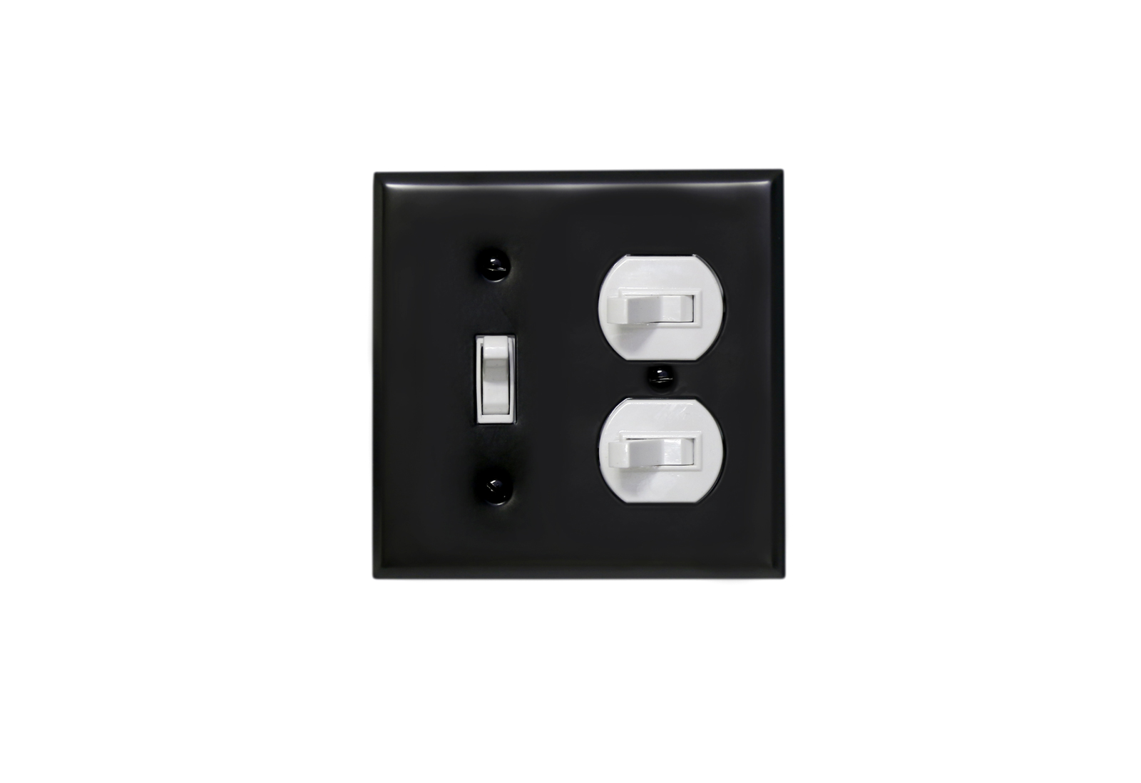 アメリカンスイッチ プレート1-2口 (ST-BK) LT-PS008-31-G141 白いスイッチでも使用可能ですが、見栄えとしては黒がおすすめです