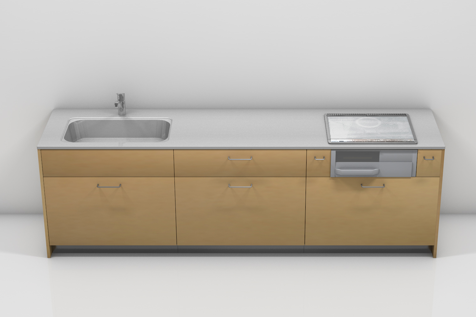 キッチンベース 壁付け型 スタンダードタイプ KB-KC018-01-G177 W2700×D650 （把手は付属しません）