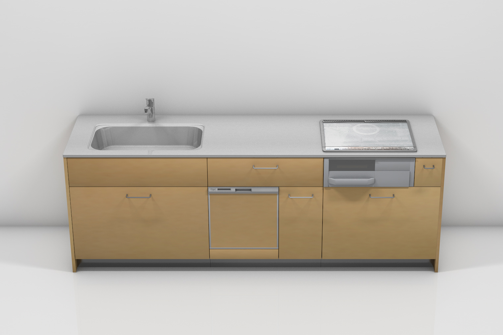 キッチンベース 壁付け型 食洗機タイプ KB-KC018-02-G177 W2400×D650（把手は付属しません）