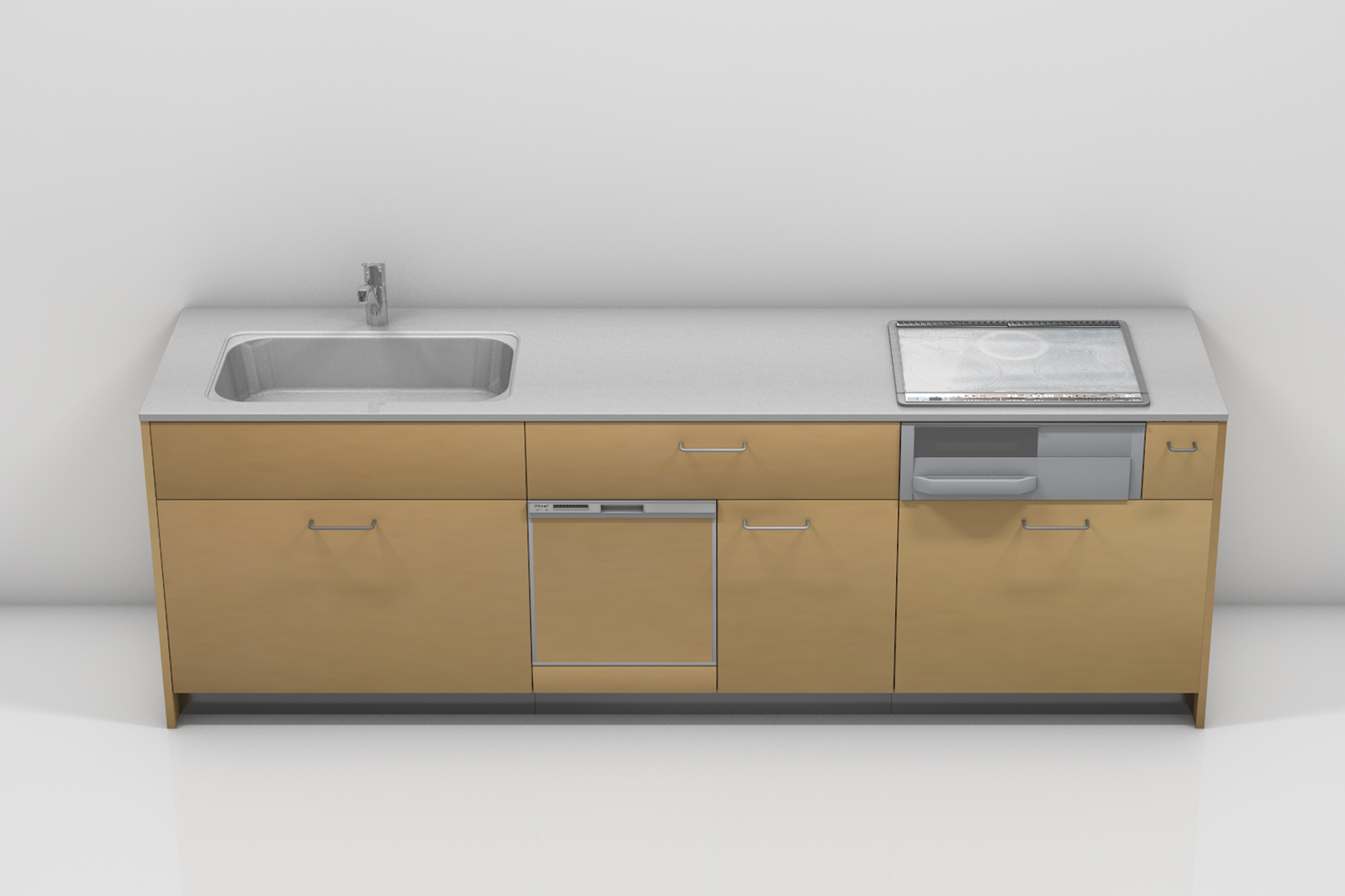 キッチンベース 壁付け型 食洗機タイプ KB-KC018-02-G177 W2550×D650（把手は付属しません）