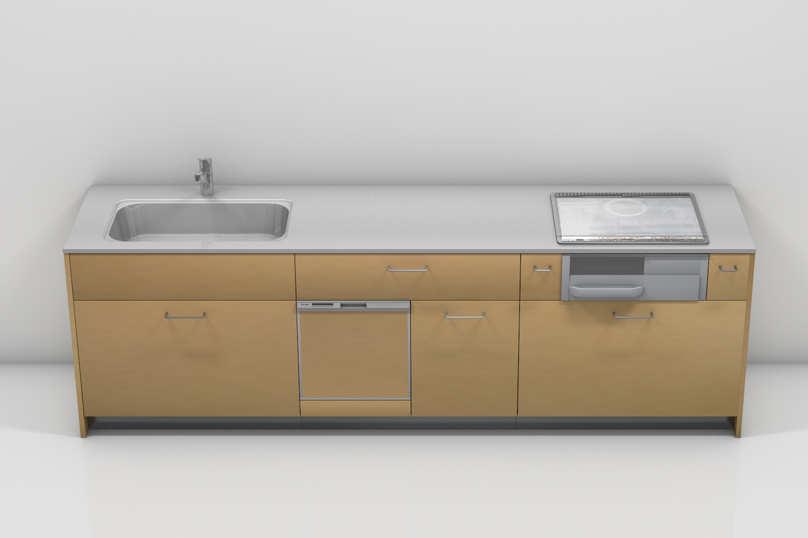 キッチンベース 壁付け型 食洗機タイプ KB-KC018-02-G177 W2700×D650（把手は付属しません）