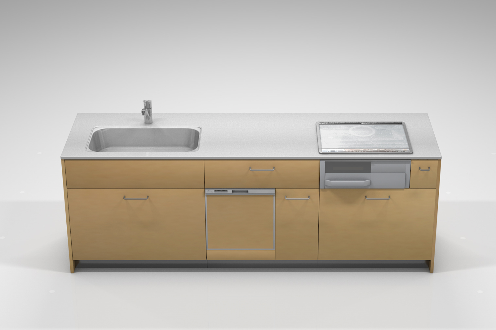 キッチンベース 対面型 食洗機タイプ KB-KC018-04-G177 W2400×D720（把手は付属しません）