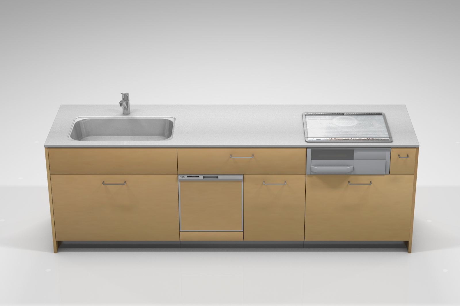キッチンベース 対面型 食洗機タイプ KB-KC018-04-G177 W2550×D720 （把手は付属しません）