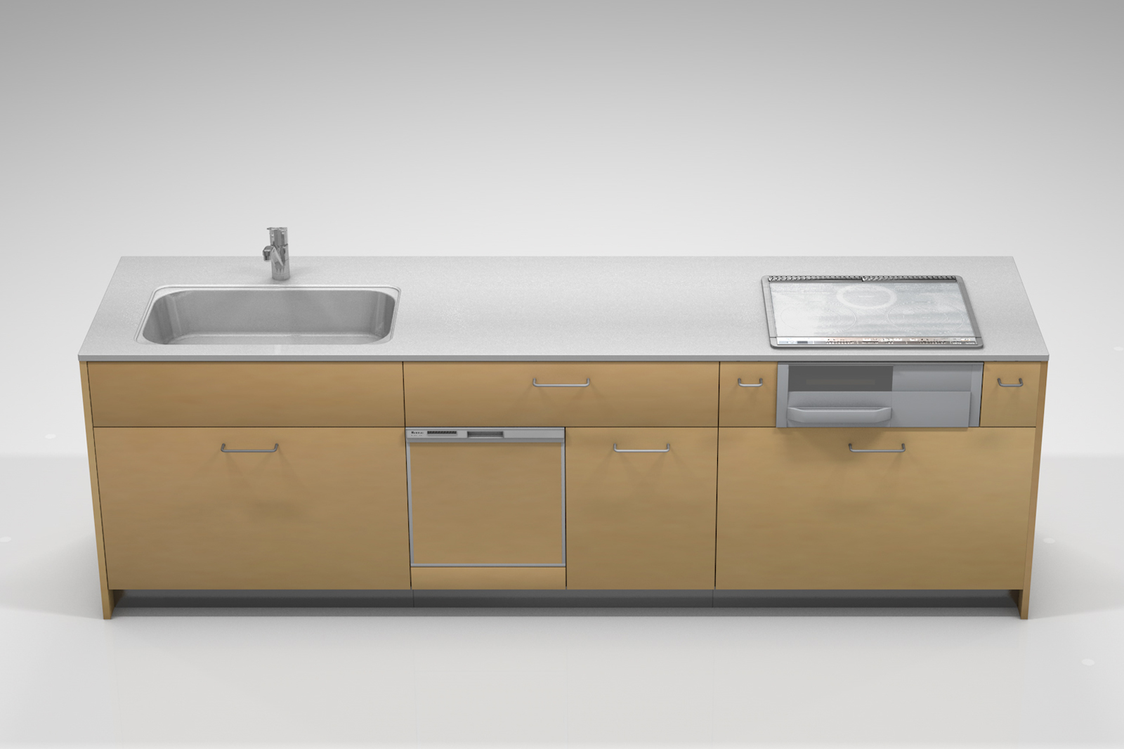 キッチンベース 対面型 食洗機タイプ KB-KC018-04-G177 W2700×D720（把手は付属しません）
