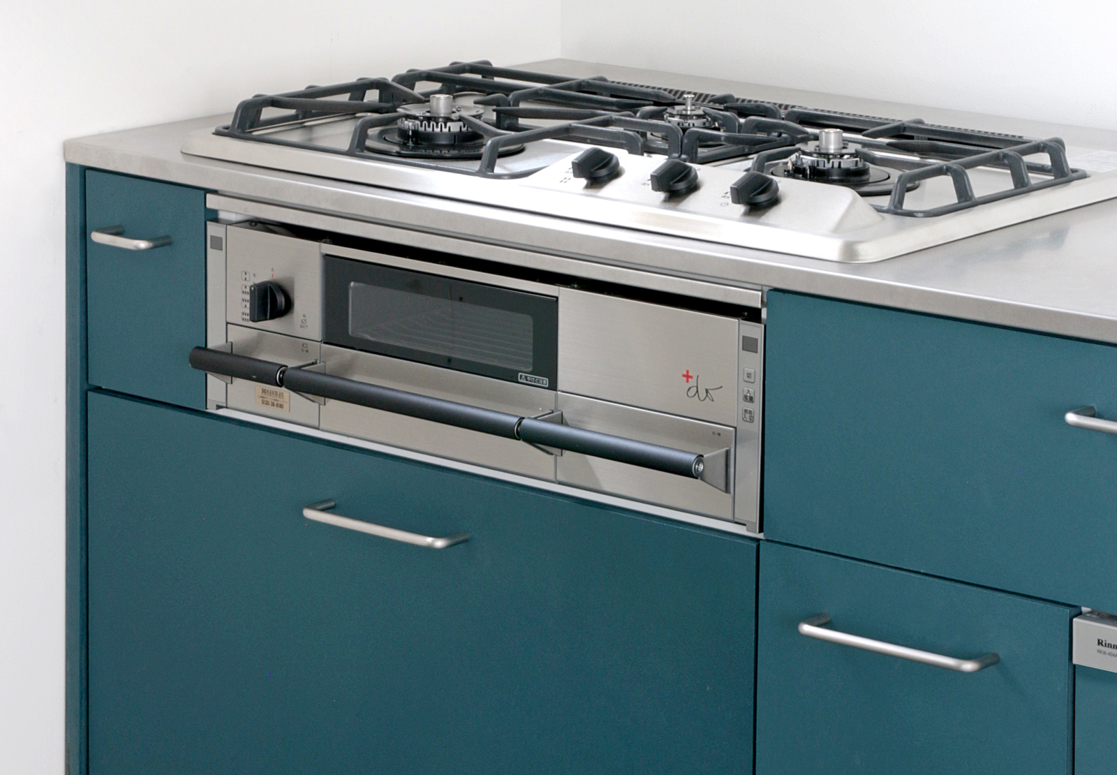 キッチンベース 対面型 食洗機タイプ KB-KC018-04-G177 アイアン塗料ダークブルー×チャコールグレーを1:1で混ぜて塗った事例（写真は奥行き720mm食洗機タイプ）