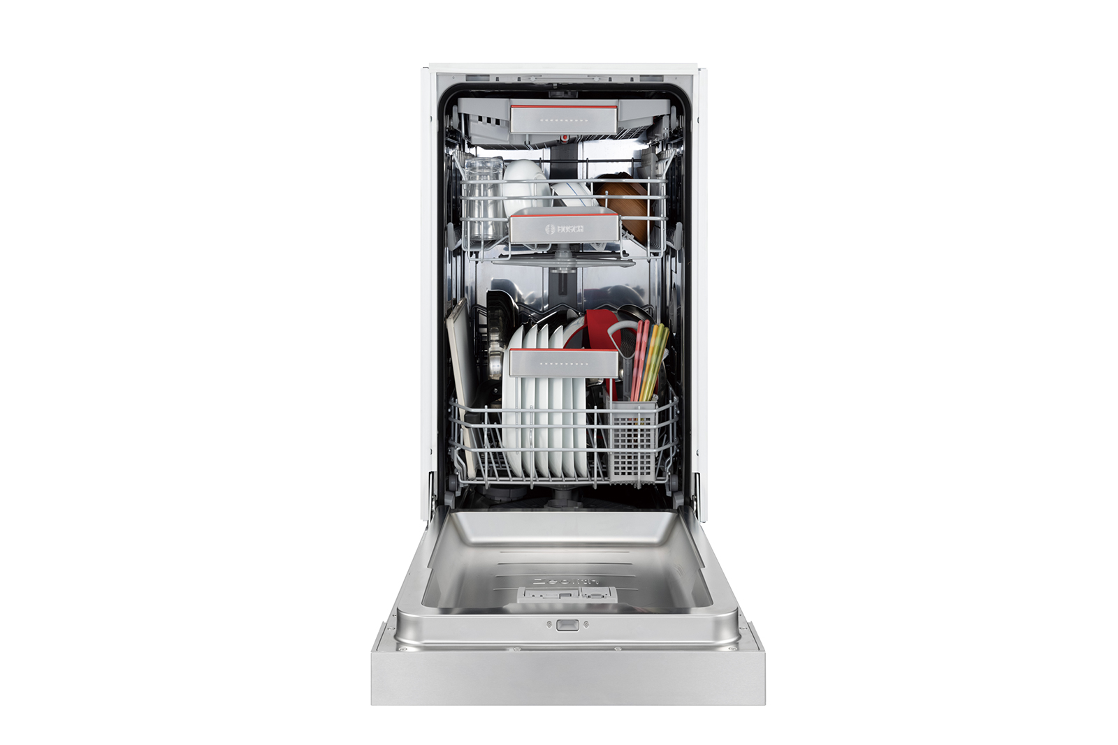 ビルトイン食洗機 フロントオープン W450 前面操作タイプ ゼオライトドライ（本体のみ） KB-PT004-08-G234 およそ8人分の基本的な食器を一気に洗浄できる容量です。2人暮らしで1日分の食器量がまとめて洗える容量とお考えください