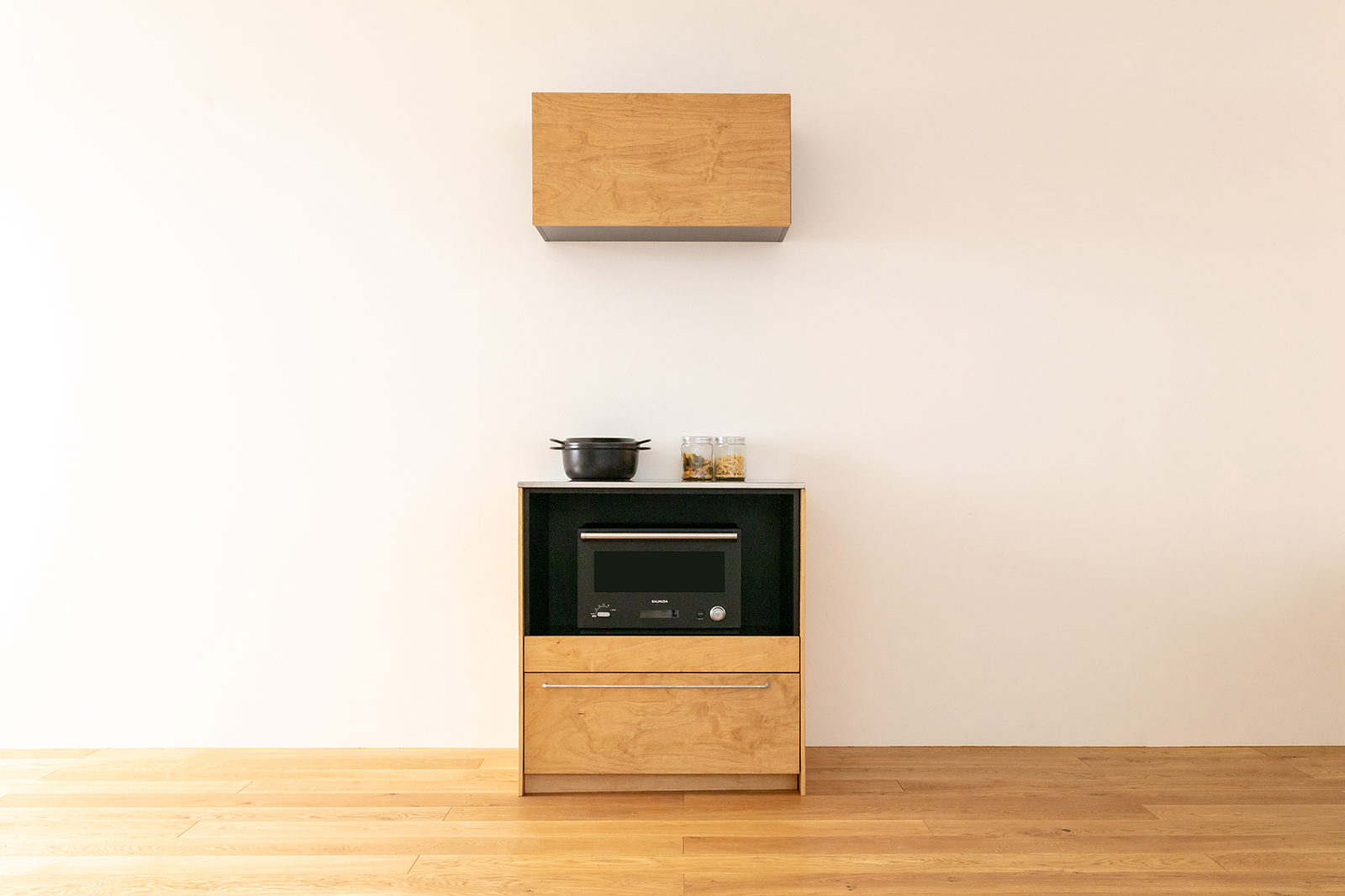 木製キッチンカウンター ラワン スライド KB-KC023-04-G183 スライド棚は家電の収納にぴったり