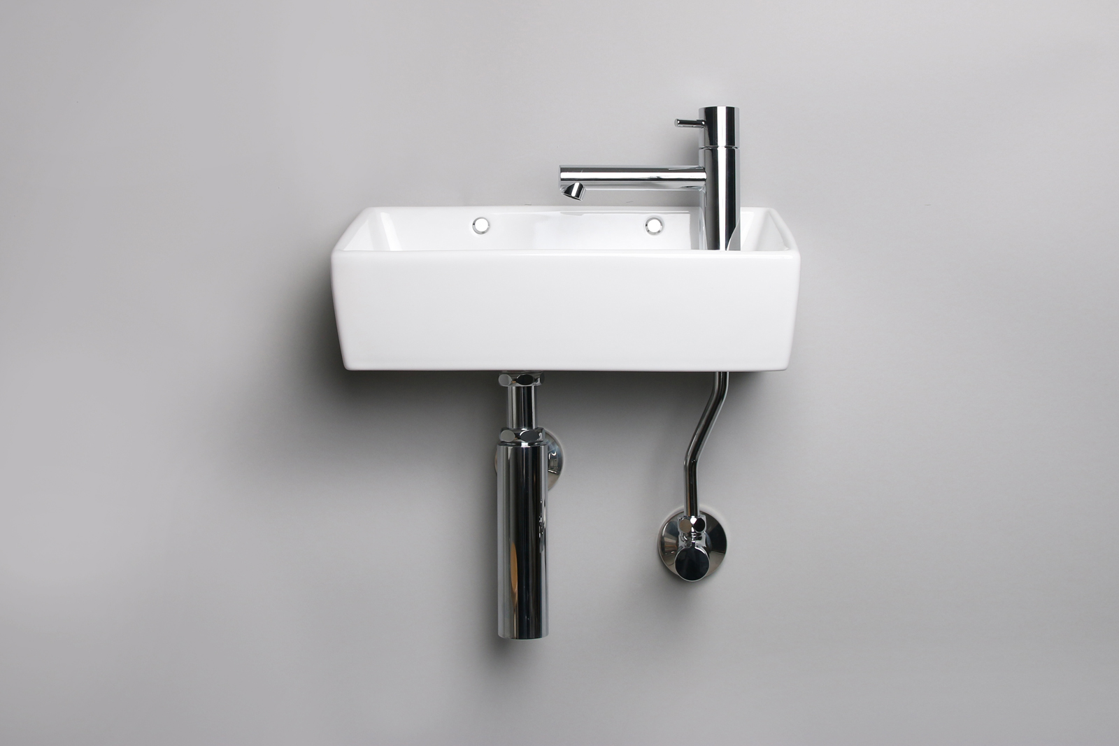 コンパクト手洗い器 スクエア KB-PR006-01-G201 壁排水＋壁給水方式