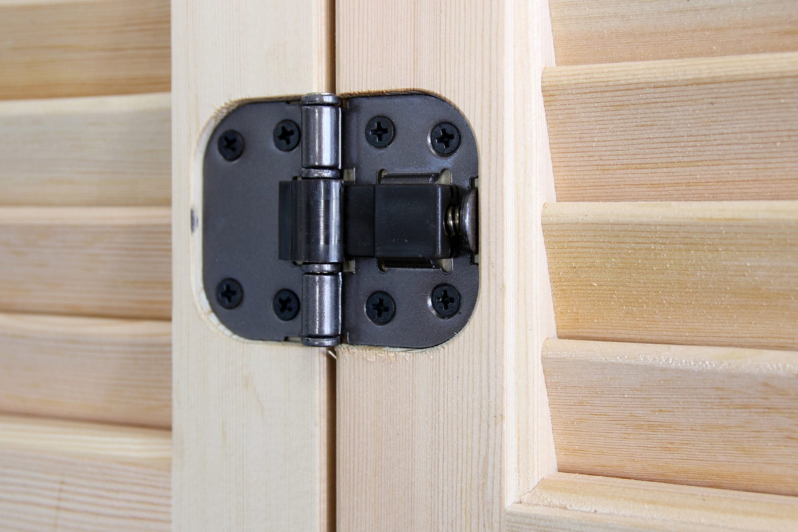 木製パインルーバー折れ戸 片開き 752×2007 DW-DR011-02-G111 裏側の蝶番