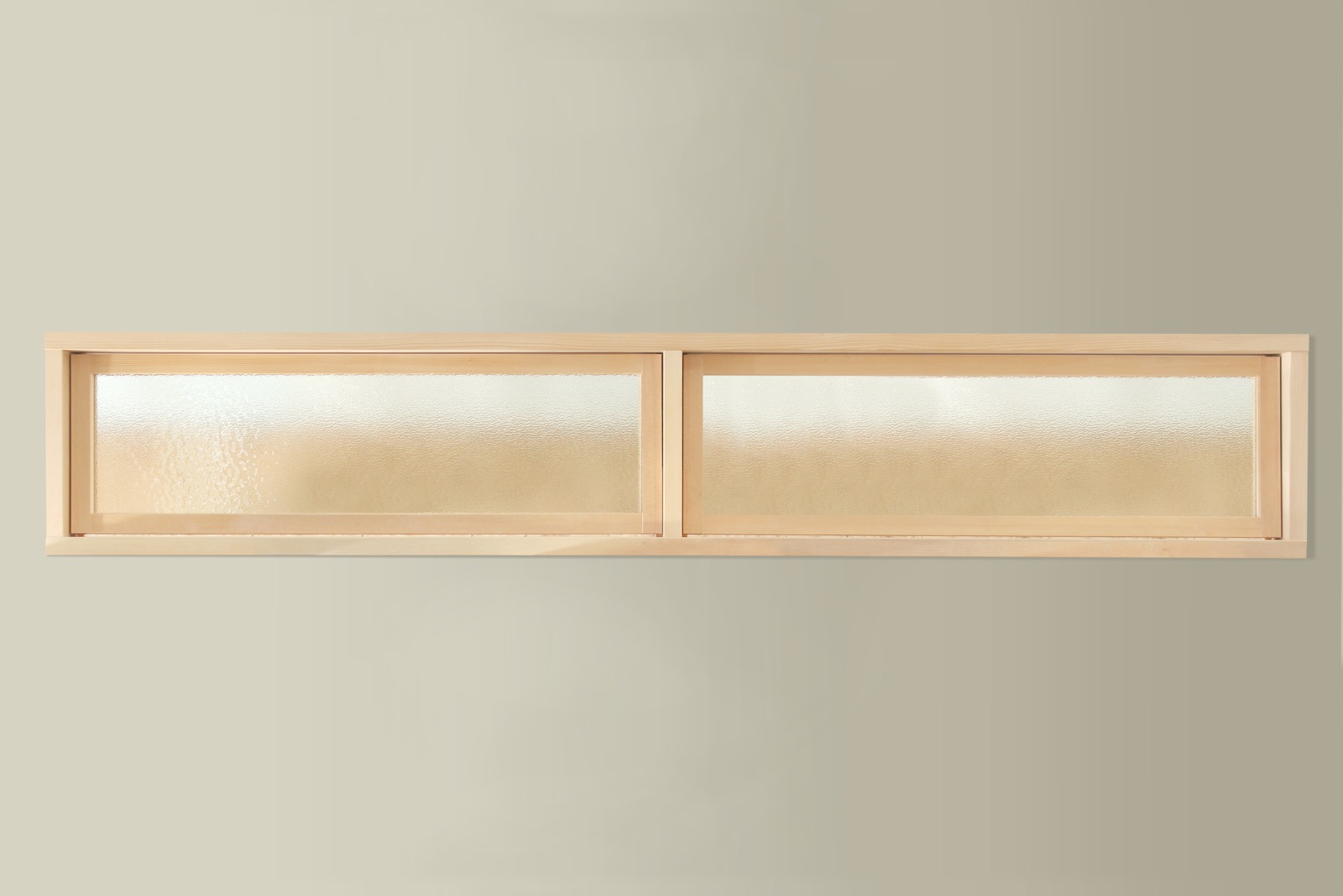木製室内窓 横長2連 押し出しタイプ DW-DR008-04-G164 型板ガラス（梨地模様）も選べます