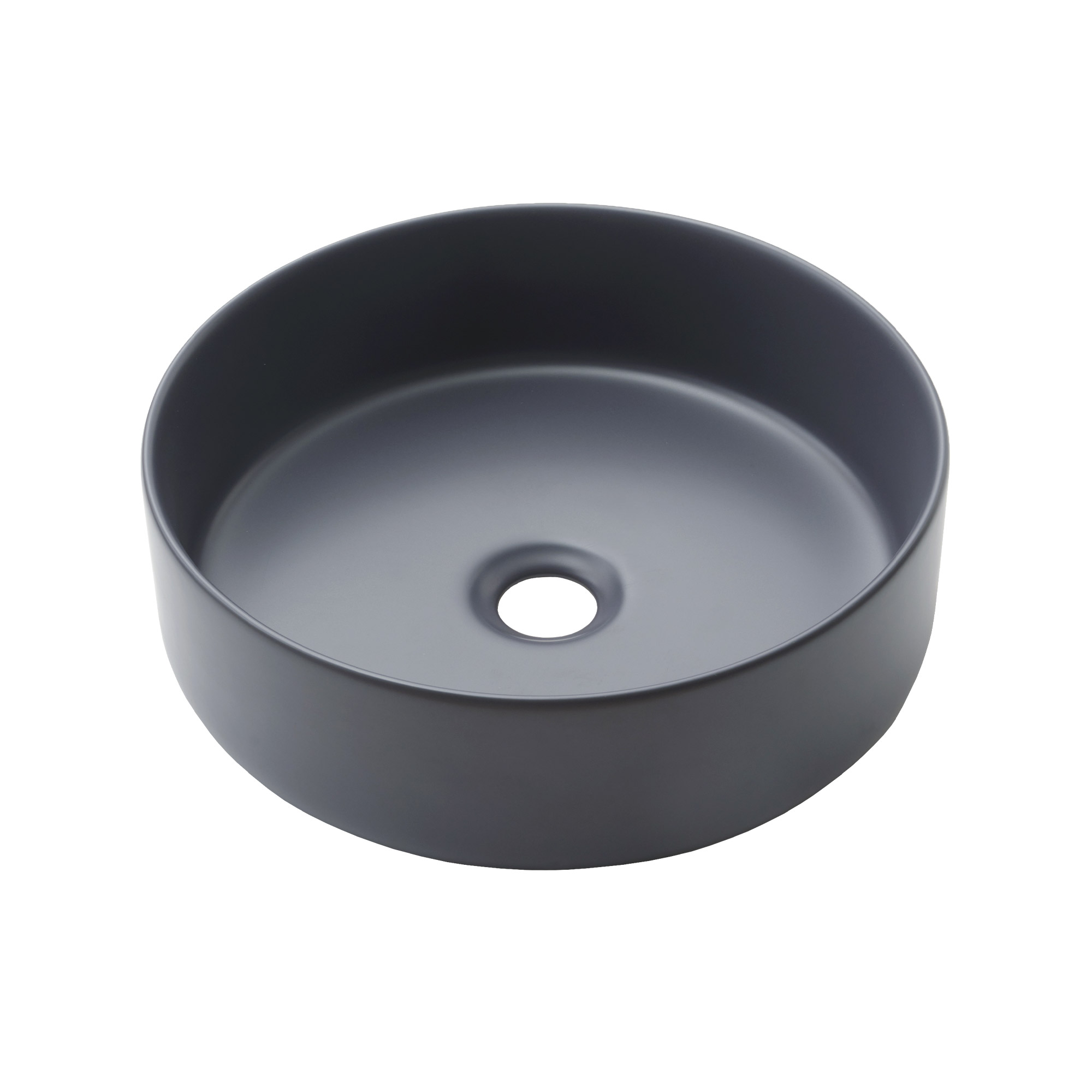 陶器の手洗い器 丸350 アズールグレー KB-PR012-04-G141 マットで空間になじみやすい質感です