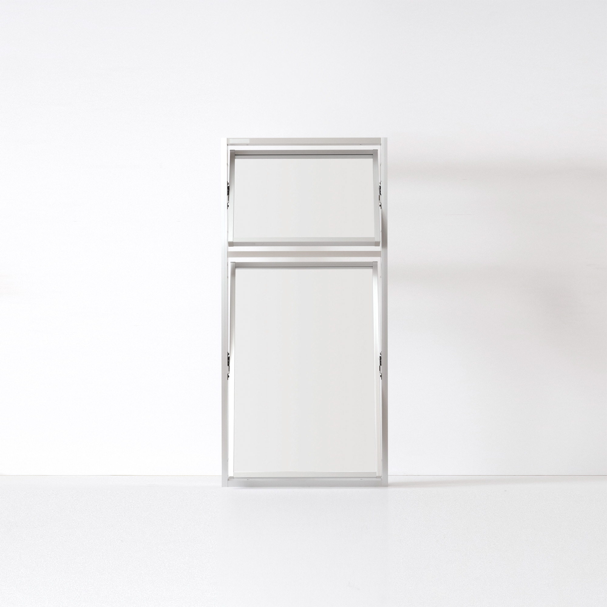 室内アルミサッシ FIX窓 シルバー 樹脂パネル DW-DR013-04-G201 回転窓（上）＋回転窓（下）　W500 H1050（上H350 下H700）クリアガラス