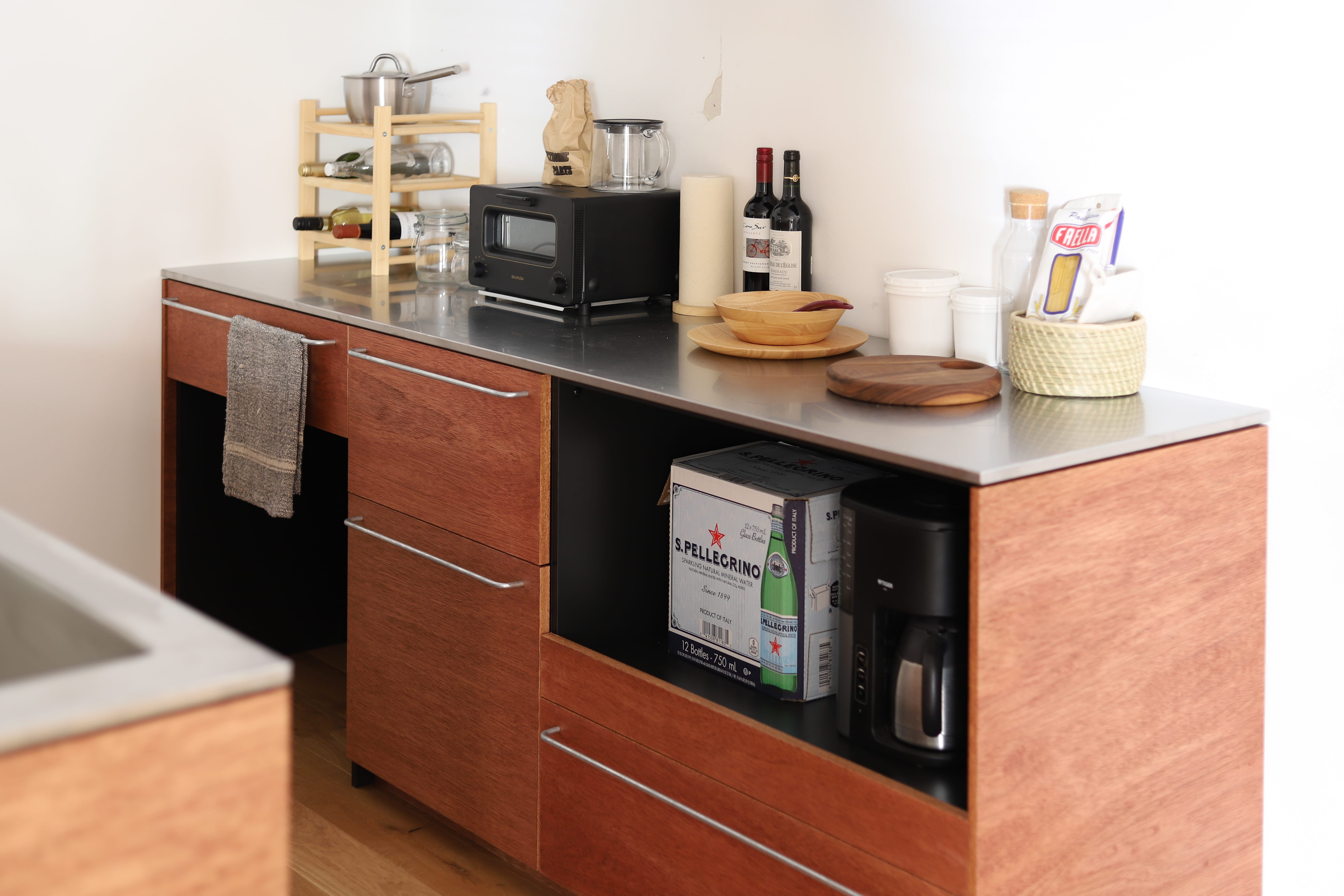木製キッチンカウンター ラワン 開き戸 KB-KC023-01-G183 キャビネットは組み合わせて使うことができます