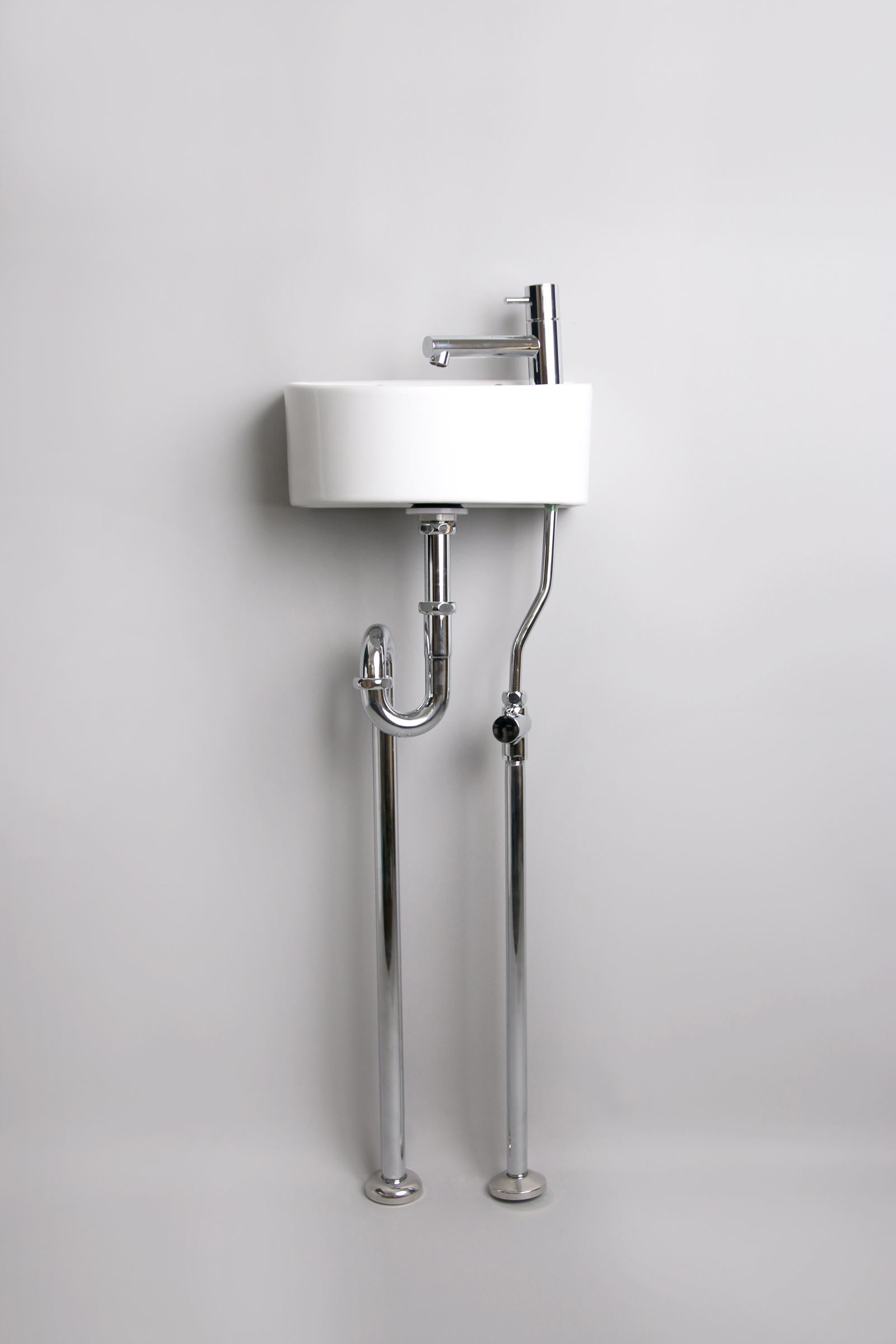 コンパクト手洗い器 ラウンド KB-PR006-02-G201 床排水＋床給水方式